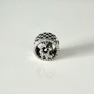 Sterling Silver Giraffe Family Charm with Clear CZ